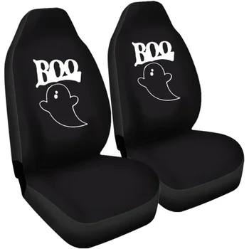 Чехол для переднего автокресла Boo Halloween Ghost для автомобильных сидений, прочный протектор для автомобильных сидений, универсальный, подходит для автомобиля Внедорожник Седан Грузовик 2ШТ