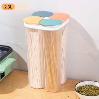 Ящик для хранения круп Контейнеры для хранения пищевых продуктов Пластиковый Резервуар для хранения зерна Герметичный Влагостойкий контейнер с крышкой Кухонный предмет